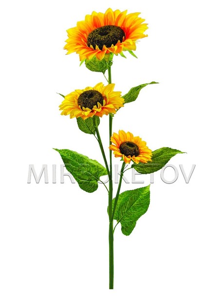 Штучні квіти Преміум Соняшник на ніжці 3 голови, 125 см