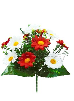 Искусственные цветы Букет Ромашки двухцветной, 13 голов, 350 мм