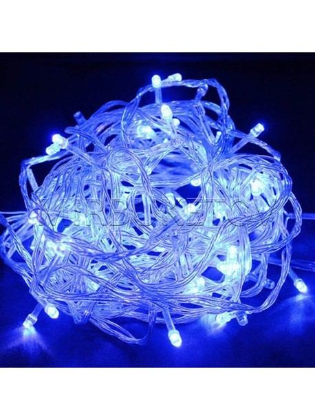 Гірлянда LED синя, 100 ламп, прозорий провід