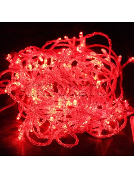 Гирлянда LED красная 100 ламп на прозрачном проводе