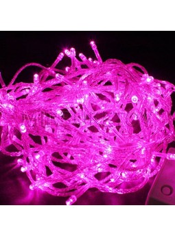 Гирлянда LED розовая 100-500 ламп на прозрачном проводе