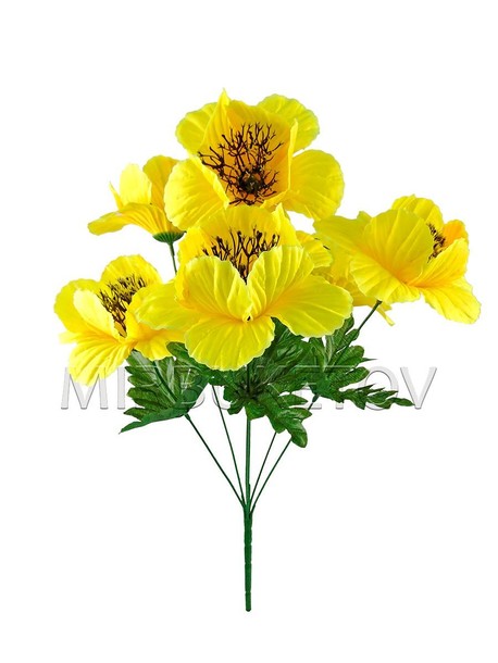 Искусственные цветы Букет Мака, 7 голов, 450 мм