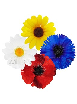 Набор искусственных цветочных головок полевых цветов, 50-90 мм