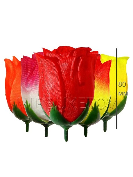 Бутон искусственной розы из атласа, 80 мм