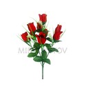 Искусственные цветы Букет бархатной Розы, 9 голов, 440 мм