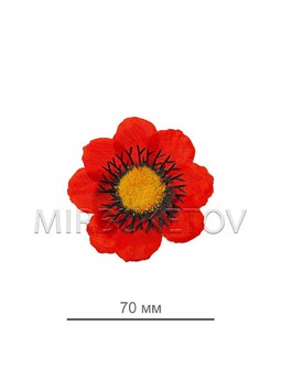 Штучні квіти Мак червоний, шовк, 70 мм