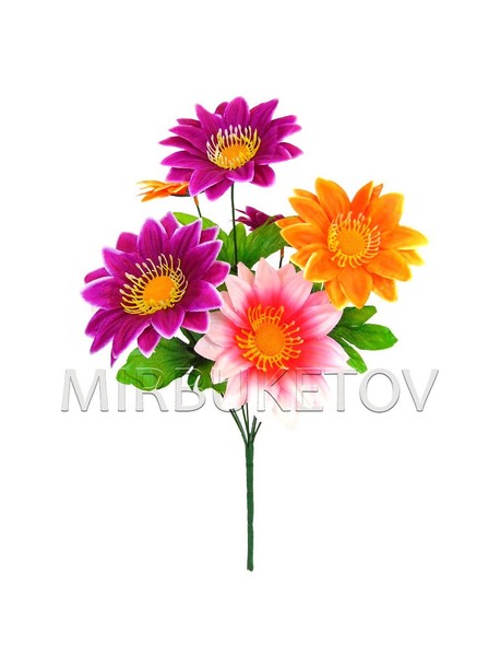Штучні квіти Букет Лотоса різнобарвного, 7 голів, 410 мм