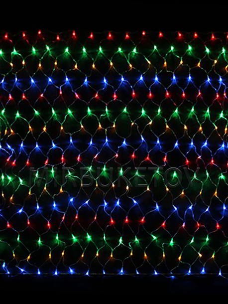 Гирлянда сетка LED разноцветная, 120 ламп, 1.5x1.2 м, соединяемая