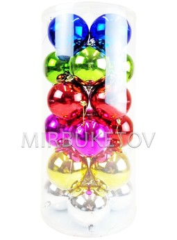 Елочные шары 24 шт в колбе "Новогодние", микс, 80 мм