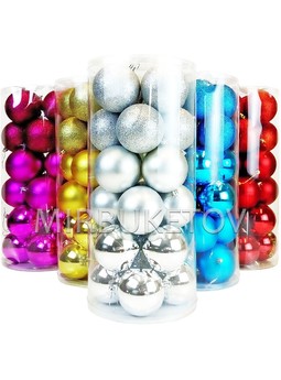 Елочные шары 24 шт в колбе "Новогоднее трио", 80 мм