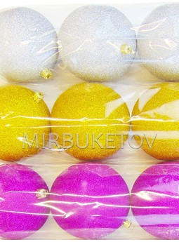 Елочные шары "Блестящие", в кульке 4 шт, 100 мм, Ax2