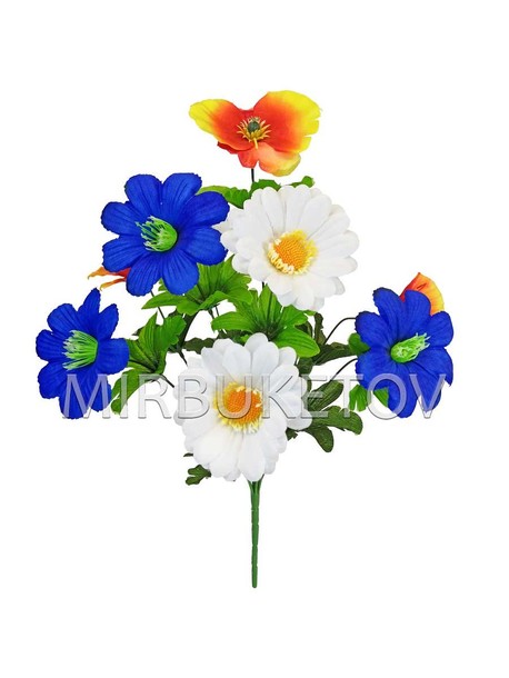 Искусственные цветы Букет Ромашки разноцветной, 9 голов, 470 мм