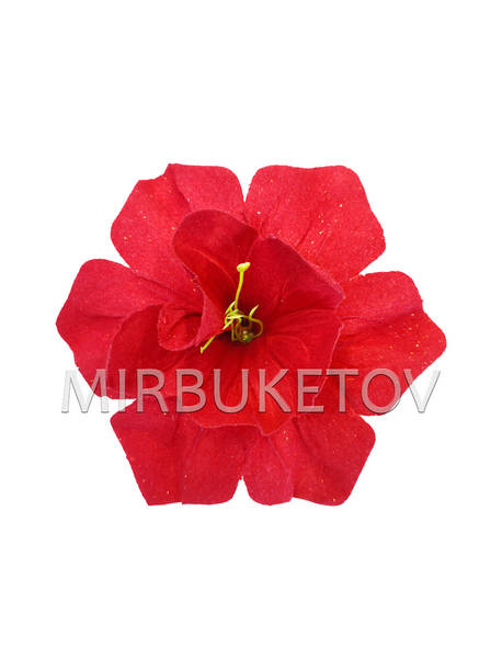 Искусственные Пресс цветы с тычинкой Нарцисс, бархат, красный, 150 мм