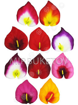 Штучні квіти Калла з тичинкою, оксамит, мікс, 90x105 мм
