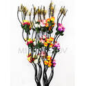 Гілка для декору спіральна, чорна, 3 Троянди з листям та добавками, 1.50 м