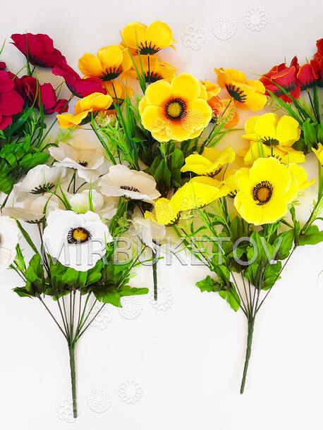Искусственные цветы Букет Маков, 9 голов, 400 мм