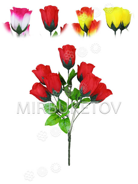Искусственные цветы Букет Розы "Харьков Новый", 7 голов, 390 мм
