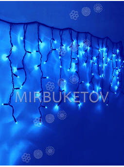 Гірлянда бахрома синя, 120 LED, 3.0x0.7 м, чорний провід