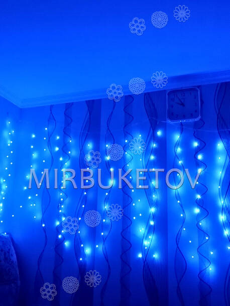 Гирлянда бахрома проволочная LED синяя, 200 ламп, 3.0x1.0 м