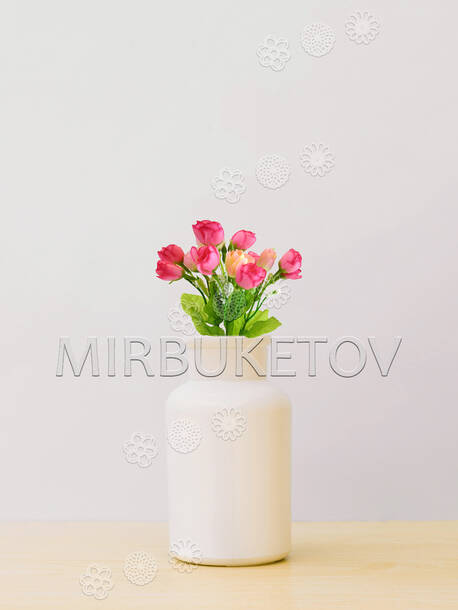Искусственные цветы Бордюрный букет Розы, 15 голов, 230 мм