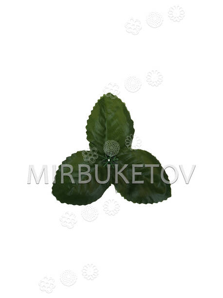 Искусственный лист "тройка", темно-зеленый, 80 мм