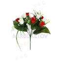 Искусственные цветы Букет Роз в бутонах двуцветный, 13 голов, 370 мм