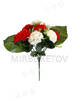 Искусственные цветы Букет красно-белой Гвоздики, 13 голов, 370 мм
