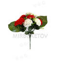Искусственные цветы Букет красно-белой Гвоздики, 13 голов, 370 мм
