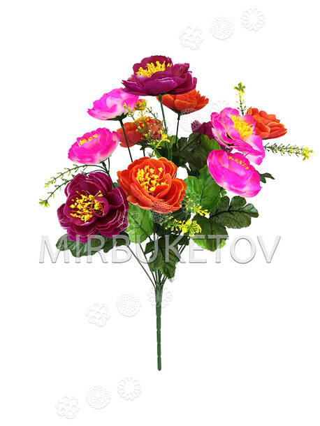 Искусственные цветы Букет Пиона, 11 голов, 480 мм
