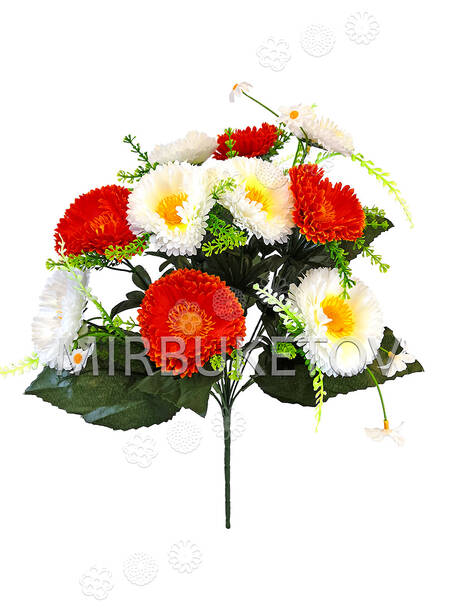Искусственные цветы Букет Герберы двуцветной, 13 голов, 460 мм