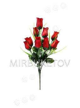 Искусственные цветы Букет Розы, 9 голов, шелк, 430 мм