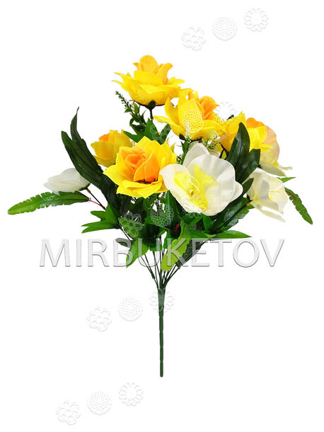 Штучні квіти Букет Троянди та Орхідеї, 11 голів, 490 мм