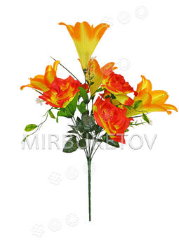 Штучні квіти Букет Лілії та Троянди, 9 голів, 580 мм