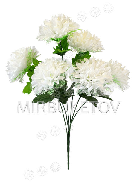 Искусственные цветы Букет Георгины с фатином, 6 голов, 600 мм