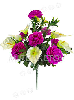 Штучні квіти Букет Троянди та Антуріуму, 13 голів, 560 мм