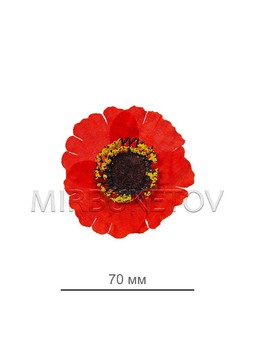 Искусственные цветы Мак красный с присыпкой, шелк, 70 мм