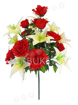Искусственные цветы Букет Розы и Лилии, 19 голов, 680 мм