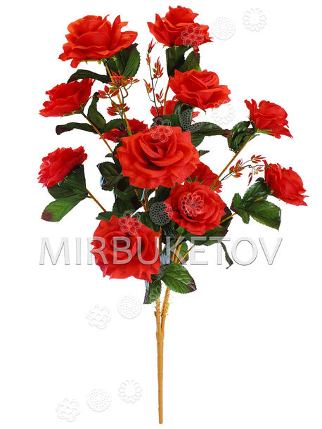 Штучні квіти Букет відкритої Троянди VIP, 13 голів, 770 мм