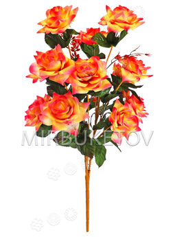 Искусственные цветы Букет открытой Розы VIP, 13 голов ∅130 мм, высота 770 мм