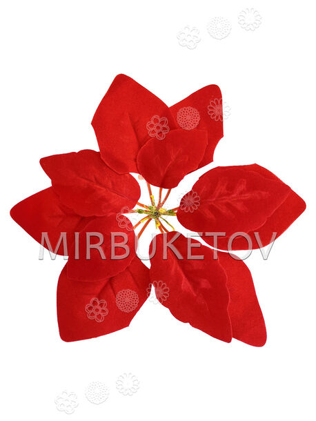 Искусственный цветок Пуансеттии (Рождественник), бархат, 210 мм