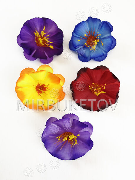 Искусственные пресс цветы с тычинкой 7 лепестков, 2 яруса, шелк, микс, 80 мм