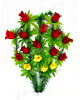 Траурний вінок кошик з 16 троянд (без підставки), мікс, 34x57 см