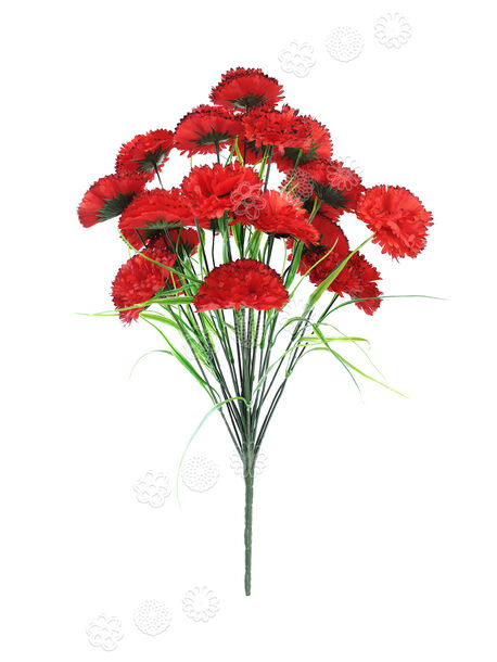 Штучний Букет Гвоздики, 24 квітки, червоний з кантом, 540 мм