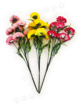 Купить искусственные цветы Iskusstvennyj-buket-gvozdiki-7-golov-miks-520-mm