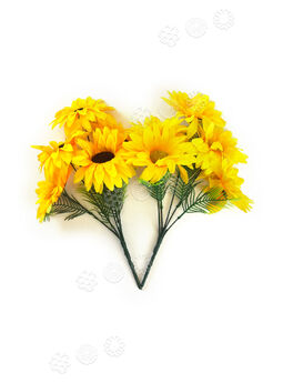 Букет искусственных цветов Герберы (Подсолнух), 5 головок, желтый, 320 мм