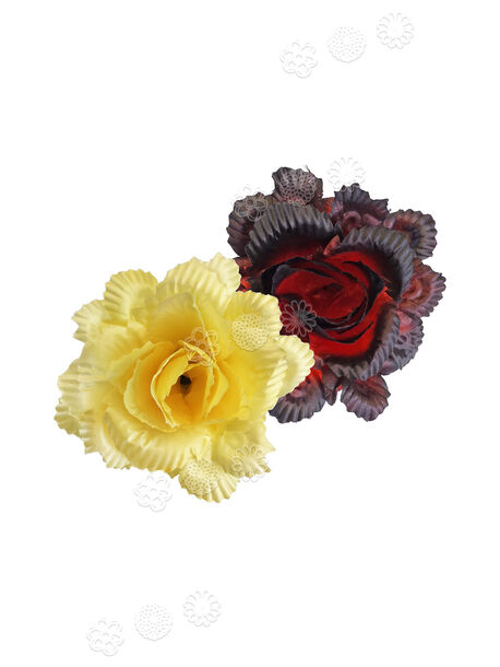 Искусственные цветы Роза открытая "павлин", атлас, 120 мм