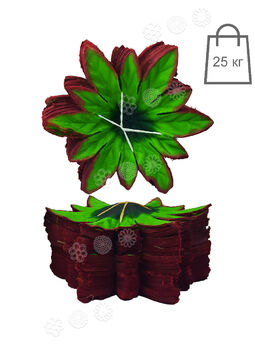 Штучний лист підставка з кантом "Зіронька", зелений з коричневим кантом, 170 мм, мішок 25 кг