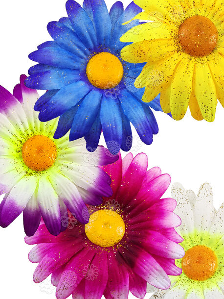 Искусственные цветы Ромашки, шелк с блестками, микс, 120 мм