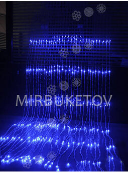Гірлянда водоспад LED синя, 3x2 м
