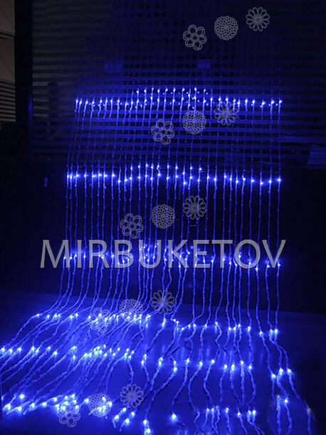 Гірлянда водоспад LED синя, 3x2 м